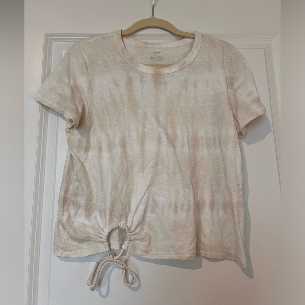 American Eagle Distressed Tie Dye Tie Waist T-Shirt